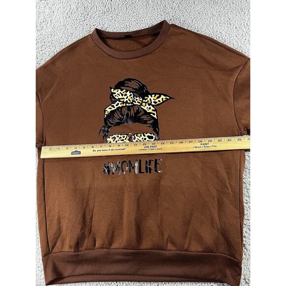 Mom Life Sweatshirt Women‎ Medium Oversized Graphic Cozy Cheetah Pullover - Picture 5 of 11